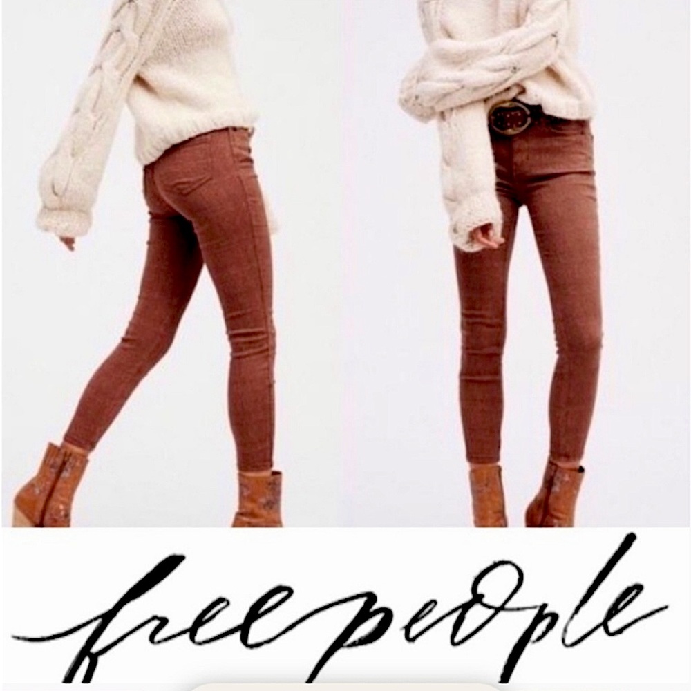 NEW FREE PEOPLE CHOCOLATE ISABEL JACQUARD PEYTON SKINNY JEANS 27
